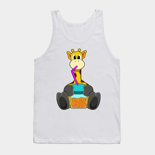 Giraffe at Drinking with Drinking straw Tank Top